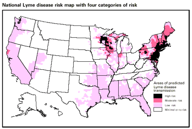 USA national lyme disease risk map