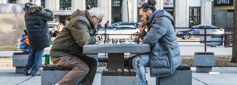 playing chess in the park