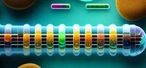 computer rendering of DNA analysis concept
